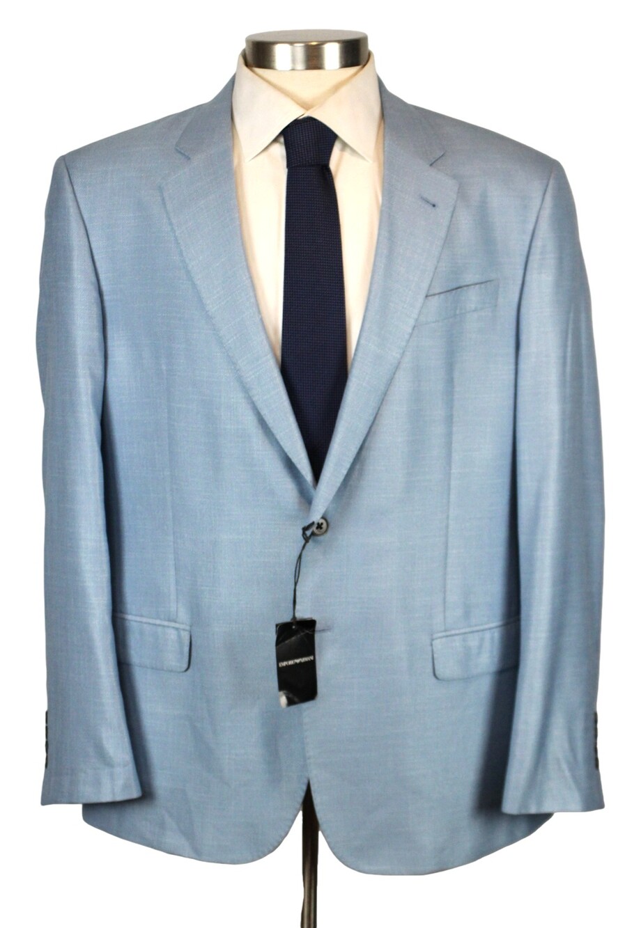 Emporio Armani Sport Coat 48 R Light Blue Viscose Silk G Line Two Button Blazer